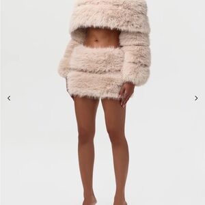 Naked Wardrobe Cream Fuzzy Skirt